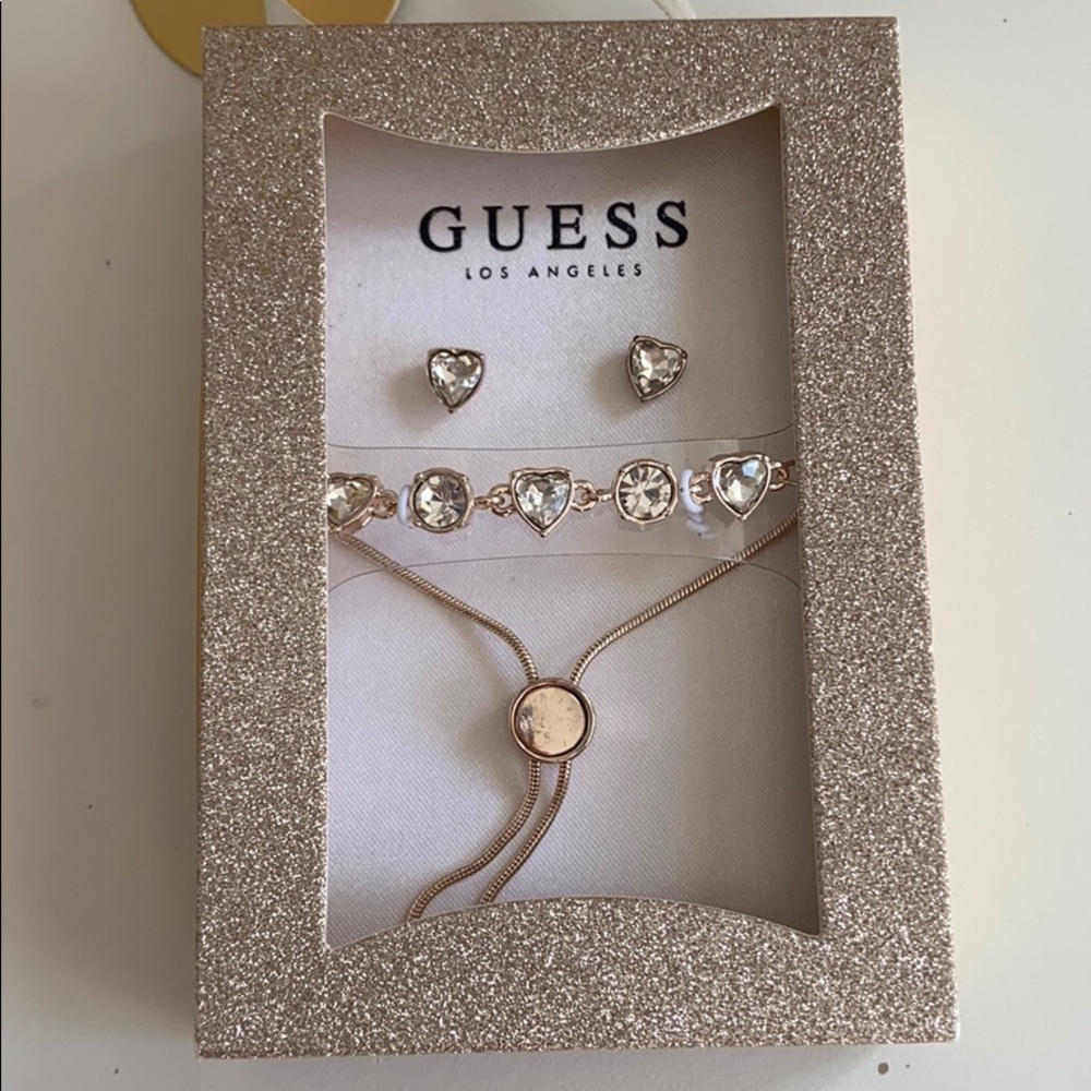 Guess Heart earrings and matching bracelet